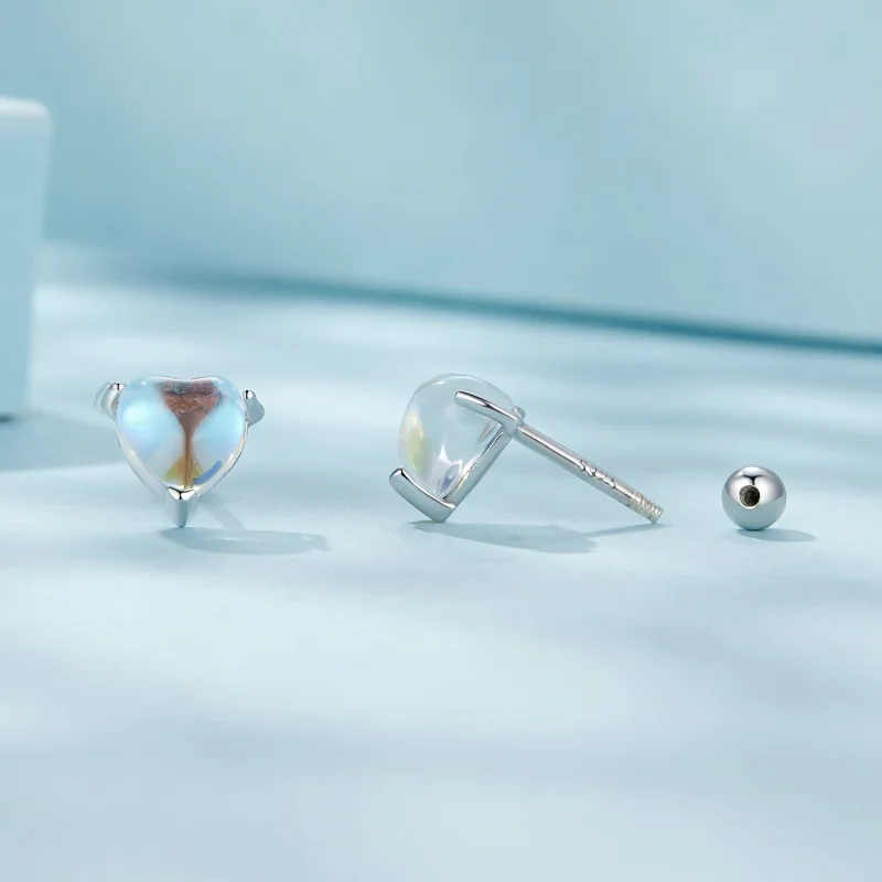 (imagem para) Brincos de Argola com Pedra Lunar Estilo Pandora - SCE1629 - Visualizar 4