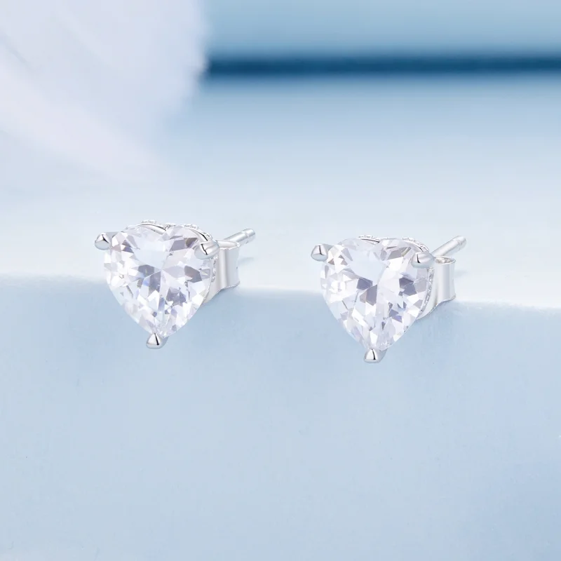 (imagem para) Brincos de Argola Coração Brilhante Estilo Pandora - BSE853 - Visualizar 2