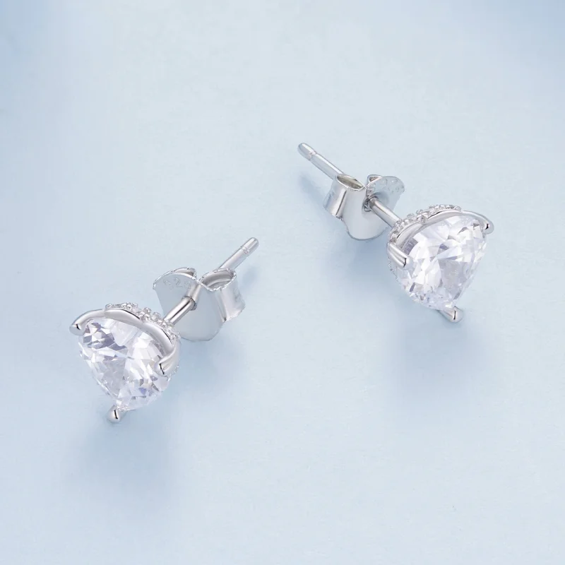 (imagem para) Brincos de Argola Coração Brilhante Estilo Pandora - BSE853 - Visualizar 3