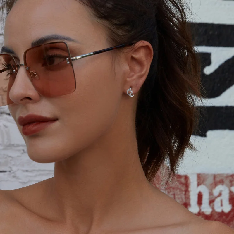 (imagem para) Brincos de Argola em Formato de Coração Estilo Pandora - BSE879 - Visualizar 8