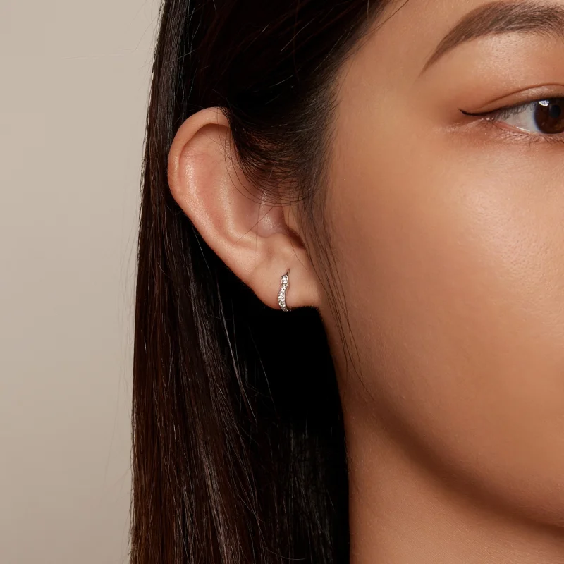 (imagem para) Brincos de Argola em Formato de Coração Estilo Pandora - SCE1626 - Visualizar 5