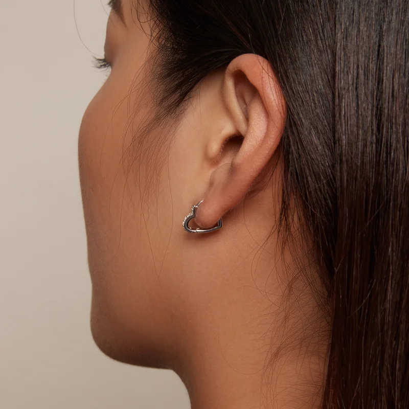 (imagem para) Brincos de Argola em Formato de Coração Estilo Pandora - SCE1626 - Visualizar 7