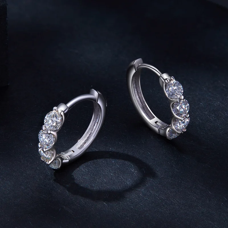 (imagem para) Brincos de Argola em Moissanite Estilo Pandora - MSE030 - Visualizar 3