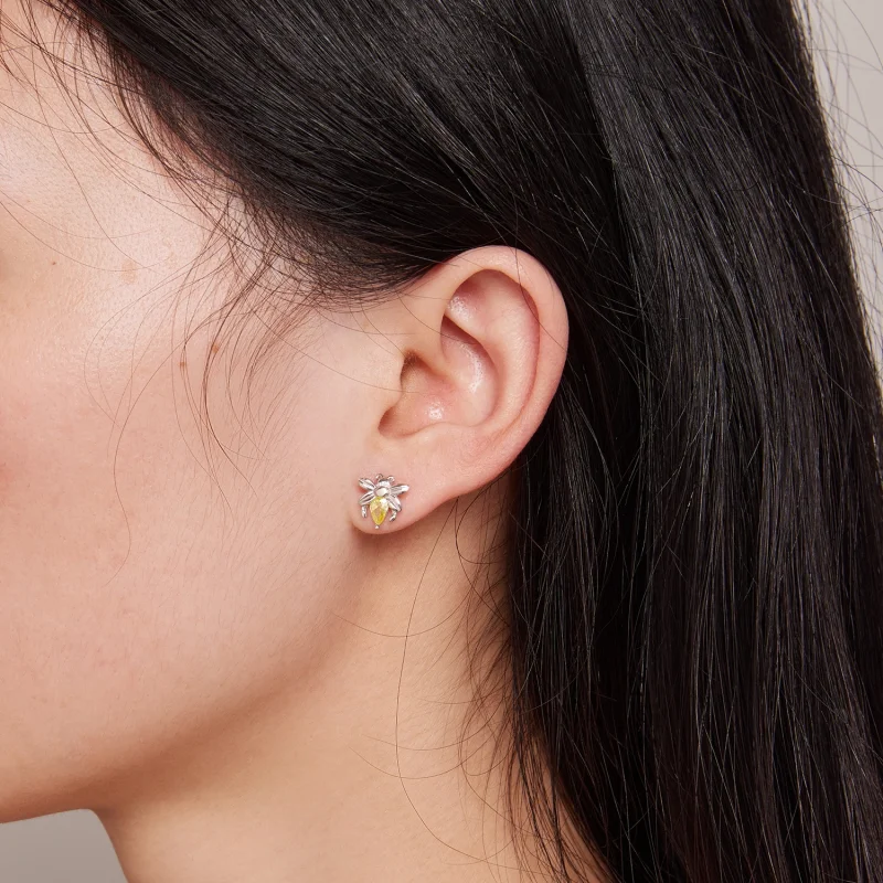 (imagem para) Brincos de Argola Estilo Pandora Bee Two Wear - SCE1580 - Visualizar 5