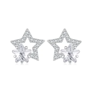 Brincos de Argola Estilo Pandora com Estrelas - BSE878 (imagem para) Brincos de Argola Estilo Pandora com Estrelas - BSE878