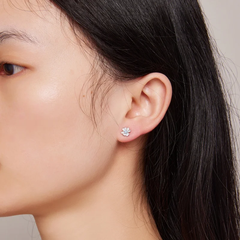 (imagem para) Brincos de Argola Estilo Pandora com Flor - SCE1572 - Visualizar 7