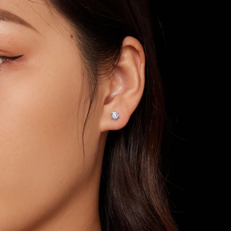 (imagem para) Brincos de Argola Estilo Pandora com Moissanita de Água-Marinha - MSE025-SLB - Visualizar 2