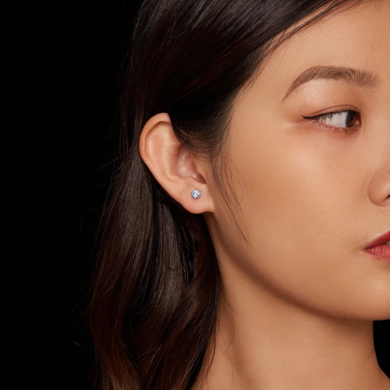 (imagem para) Brincos de Argola Estilo Pandora com Moissanita de Água-Marinha - MSE025-SLB - Visualizar 4