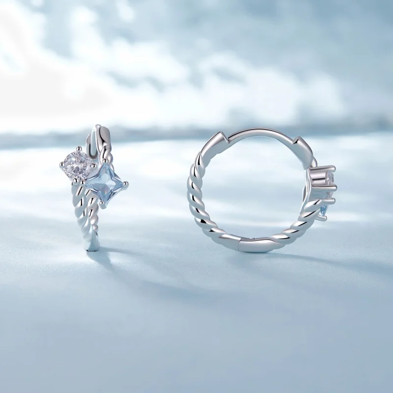 (imagem para) Brincos de Argola Estilo Pandora com Pedras Incrustadas - SCE1587 - Visualizar 2