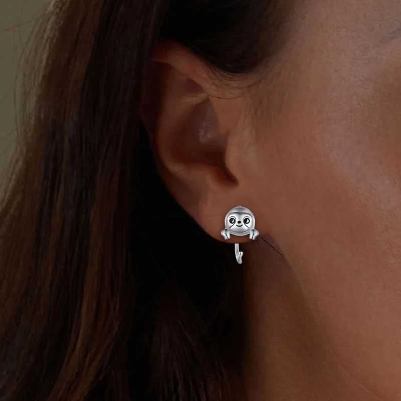 (imagem para) Brincos de Argola Estilo Pandora com Preguiça - SCE1651 - Visualizar 5