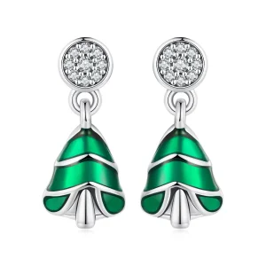 (imagem para) Brincos de Argola Estilo Pandora com Árvore de Natal - BSE919