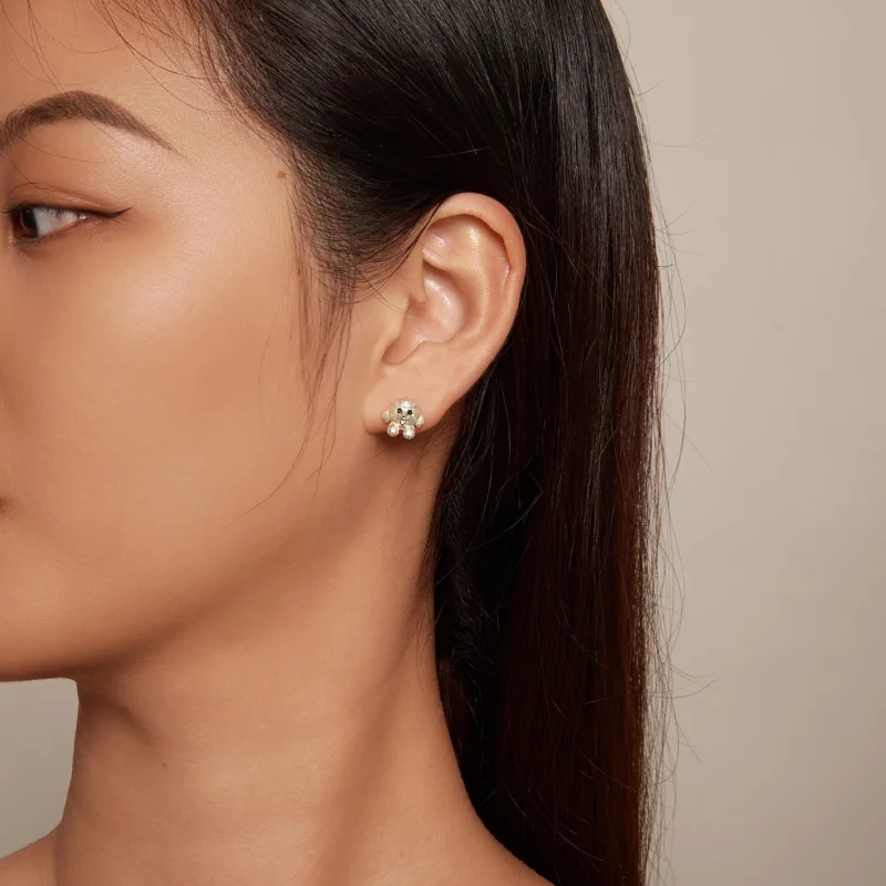 (imagem para) Brincos de Argola Estilo Pandora com Ursinho - SCE1631 - Visualizar 5