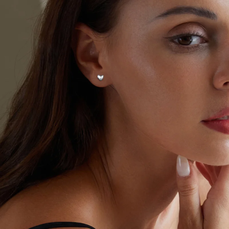 (imagem para) Brincos de Argola Estilo Pandora em Formato de Coração - BSE886 - Visualizar 5