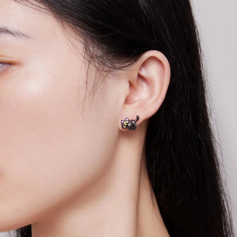 (imagem para) Brincos de Argola Estilo Pandora Gatinho Lunar - SCE1584 - Visualizar 6