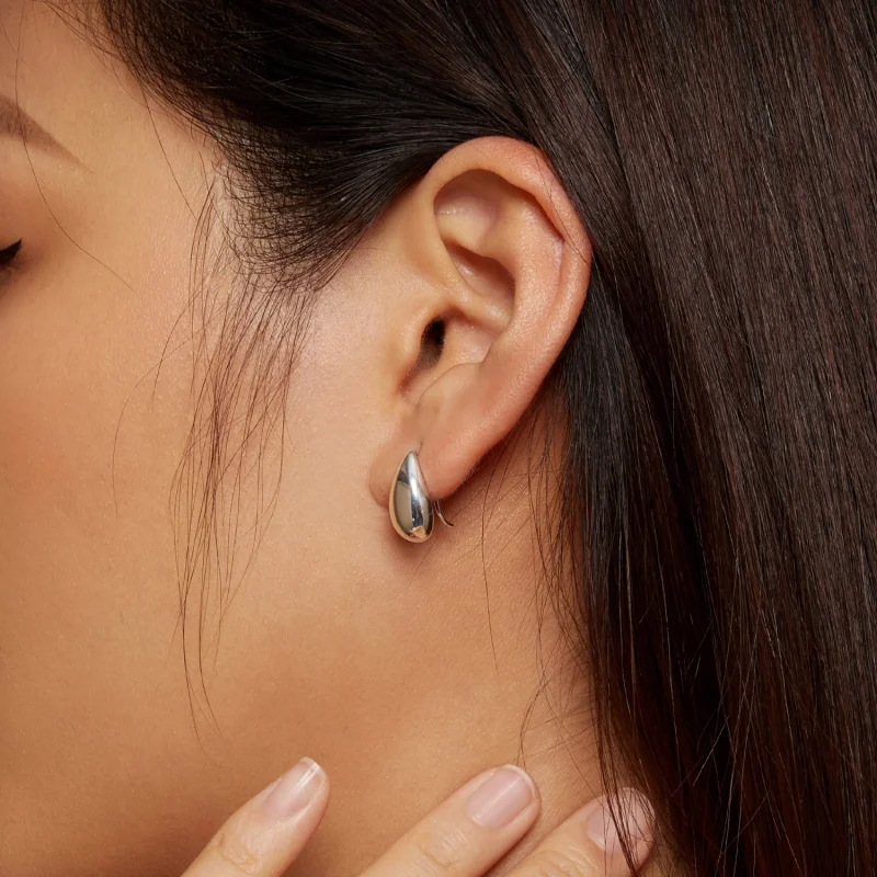 (imagem para) Brincos de Argola Estilo Pandora Gotas d'Água com Brilho - BSE869 - Visualizar 6