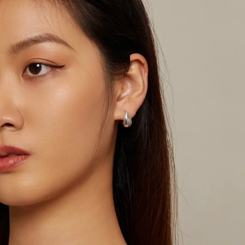 (imagem para) Brincos de Argola Estilo Pandora Gotas d'Água com Brilho - BSE869 - Visualizar 7