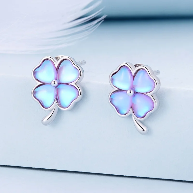 (imagem para) Brincos de Argola Estilo Pandora Trevo de Quatro Folhas - BSE914 - Visualizar 2