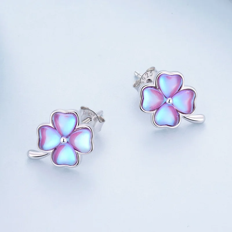 (imagem para) Brincos de Argola Estilo Pandora Trevo de Quatro Folhas - BSE914 - Visualizar 3