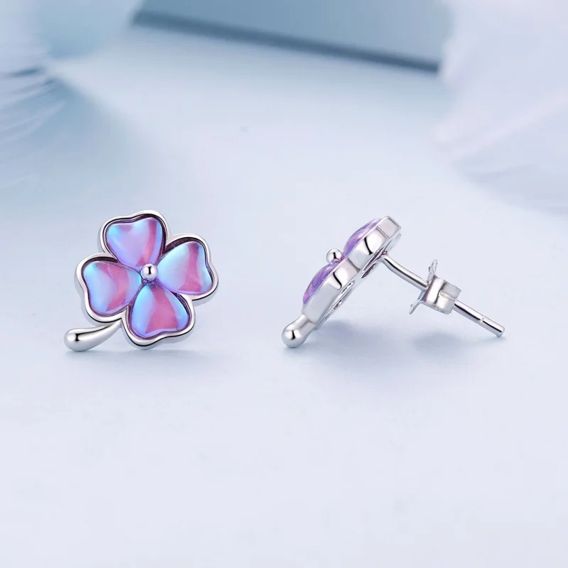 (imagem para) Brincos de Argola Estilo Pandora Trevo de Quatro Folhas - BSE914 - Visualizar 4