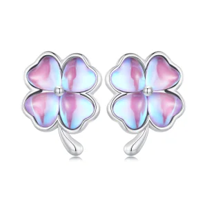 (imagem para) Brincos de Argola Estilo Pandora Trevo de Quatro Folhas - BSE914