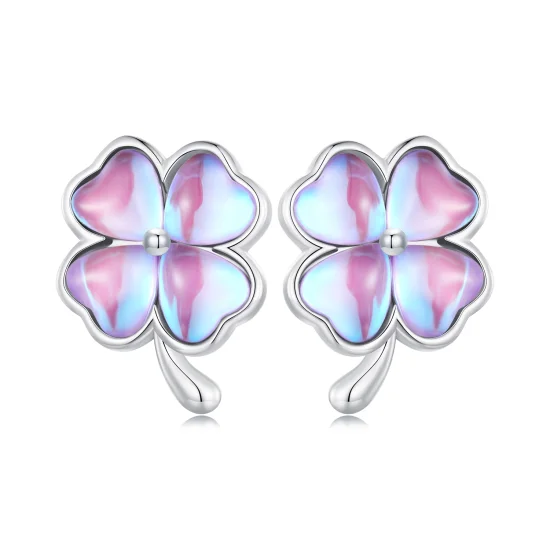 (imagem para) Brincos de Argola Estilo Pandora Trevo de Quatro Folhas - BSE914