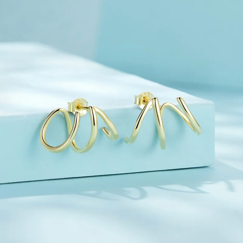 (imagem para) Brincos de Argola Linhas Simples Estilo Pandora - SCE986-B - Visualizar 2