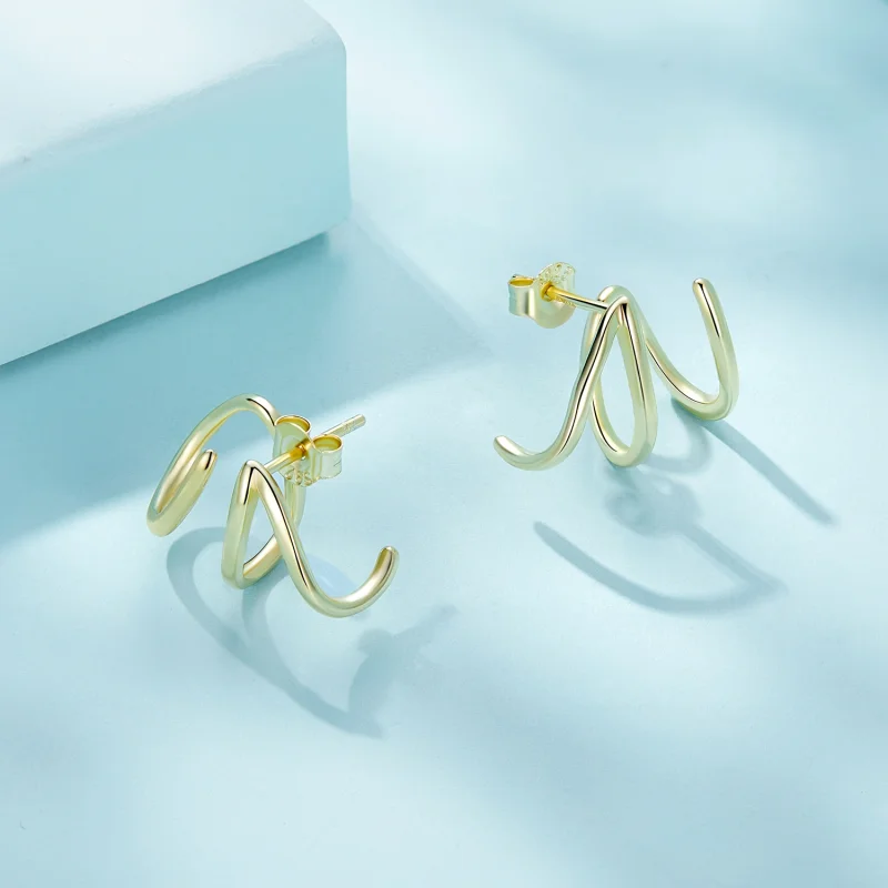 (imagem para) Brincos de Argola Linhas Simples Estilo Pandora - SCE986-B - Visualizar 3