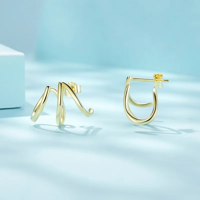 (imagem para) Brincos de Argola Linhas Simples Estilo Pandora - SCE986-B - Visualizar 4