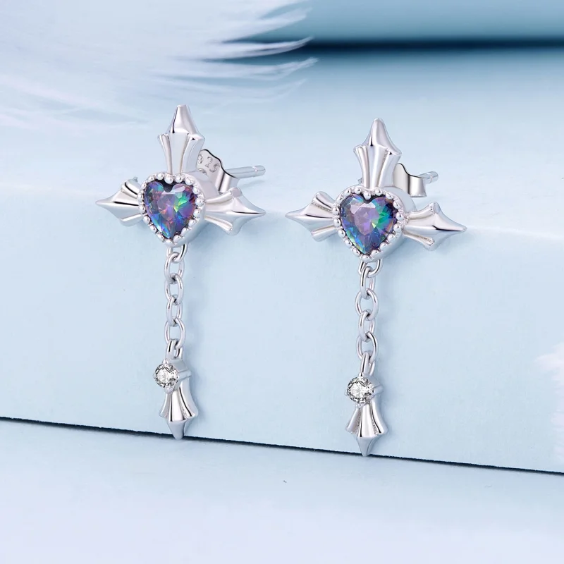 (imagem para) Brincos de Argola Pandora Style com Cruz - BSE912 - Visualizar 2