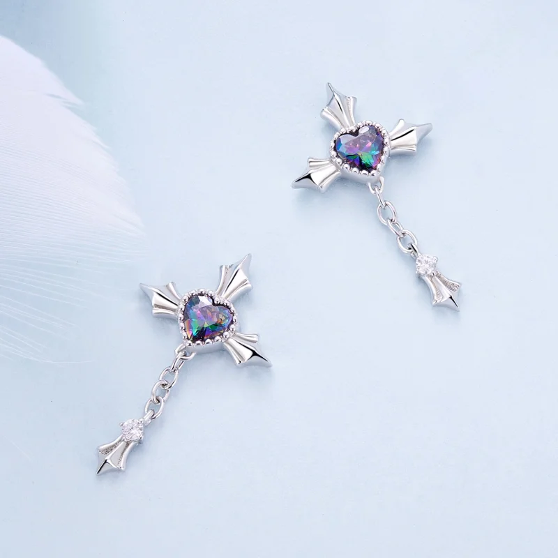 (imagem para) Brincos de Argola Pandora Style com Cruz - BSE912 - Visualizar 4