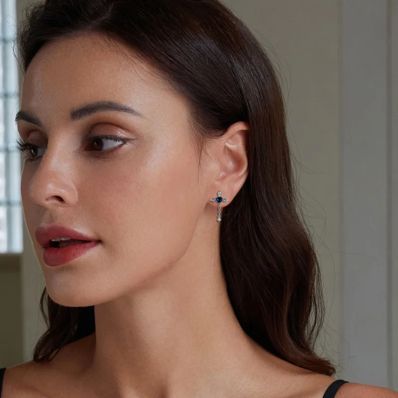 (imagem para) Brincos de Argola Pandora Style com Cruz - BSE912 - Visualizar 6