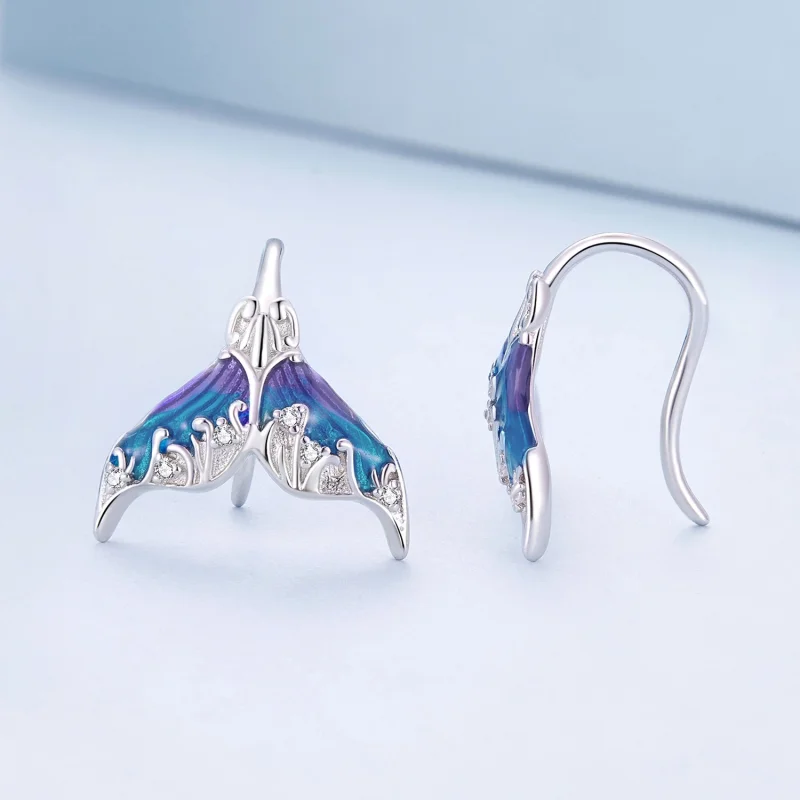 (imagem para) Brincos de Argola Pandora Style Dreamman Cauda de Sereia - BSE921 - Visualizar 3