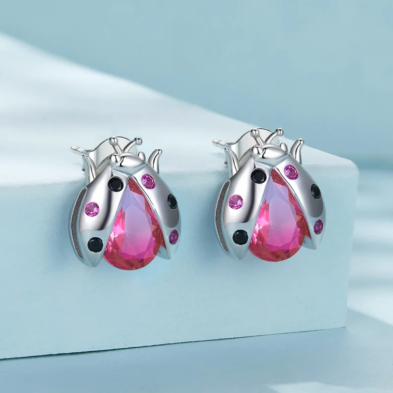 (imagem para) Brincos de Argola Pandora Style Ladybug - SCE1634 - Visualizar 2