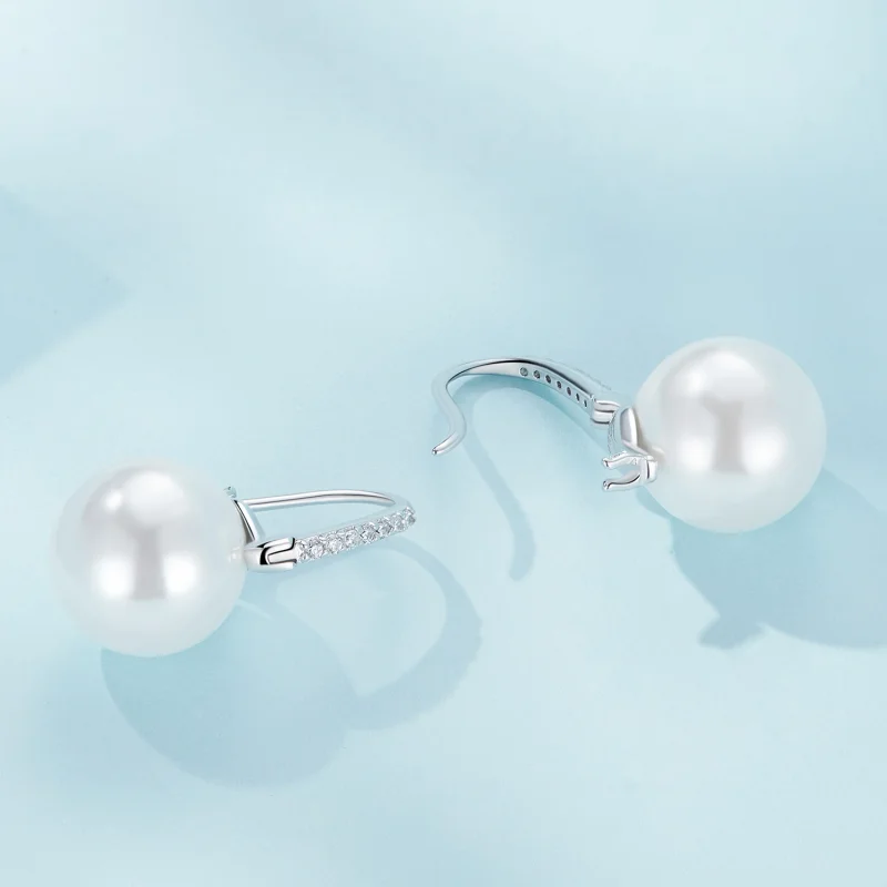 (imagem para) Brincos de Argola Simples com Contas de Concha Estilo Pandora - SCE1583 - Visualizar 3