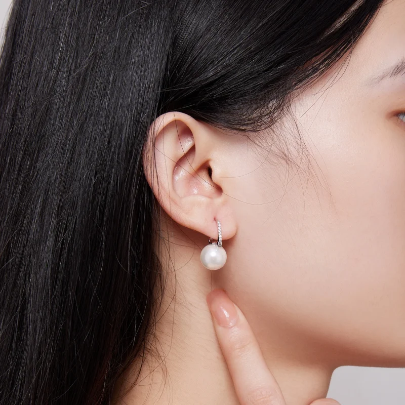 (imagem para) Brincos de Argola Simples com Contas de Concha Estilo Pandora - SCE1583 - Visualizar 5