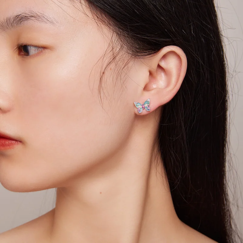 (imagem para) Brincos de Borboleta Estilo Pandora - BSE807 - Visualizar 5