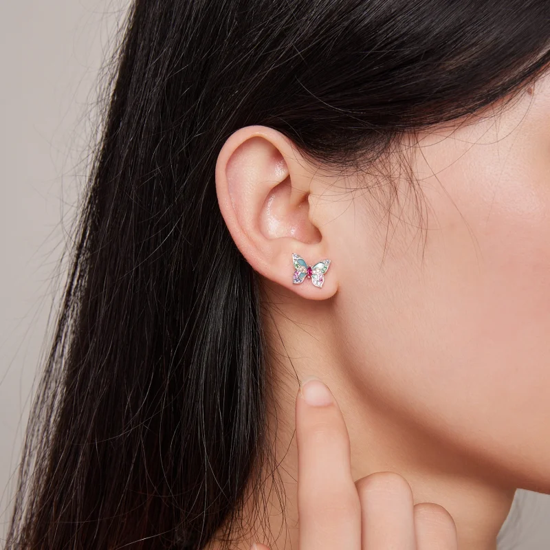(imagem para) Brincos de Borboleta Estilo Pandora - BSE807 - Visualizar 7