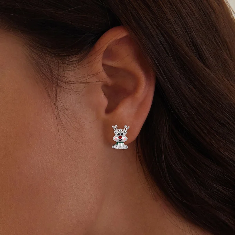 (imagem para) Brincos de Pino Estilo Pandora Rena de Natal - BSE920 - Visualizar 5