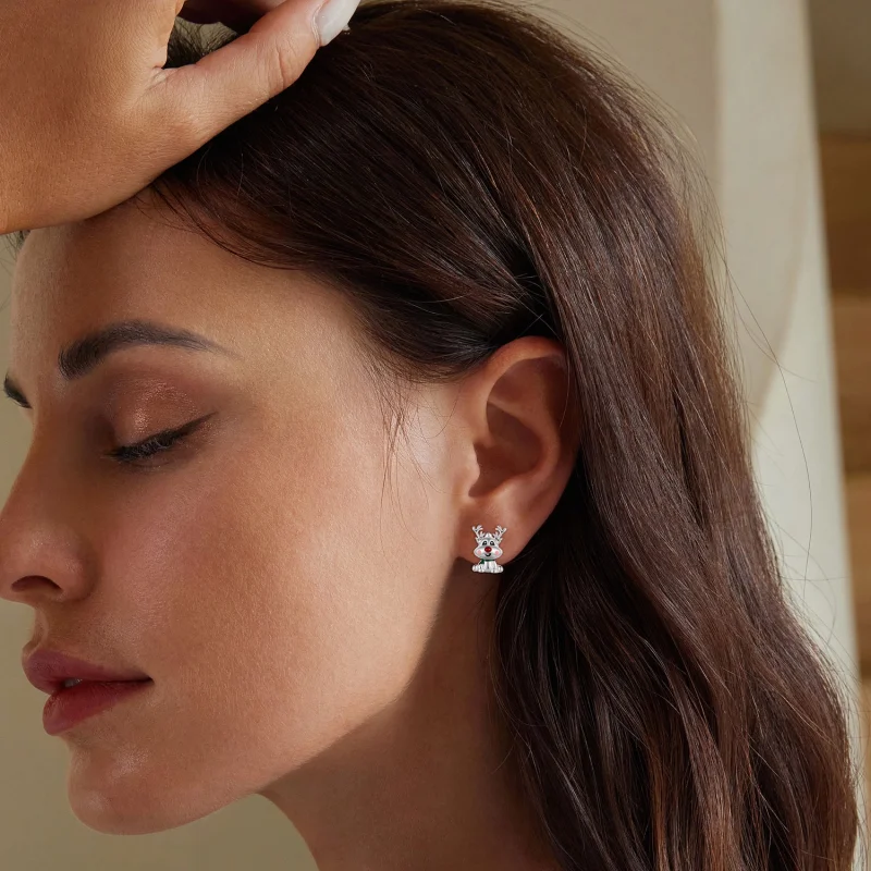 (imagem para) Brincos de Pino Estilo Pandora Rena de Natal - BSE920 - Visualizar 6