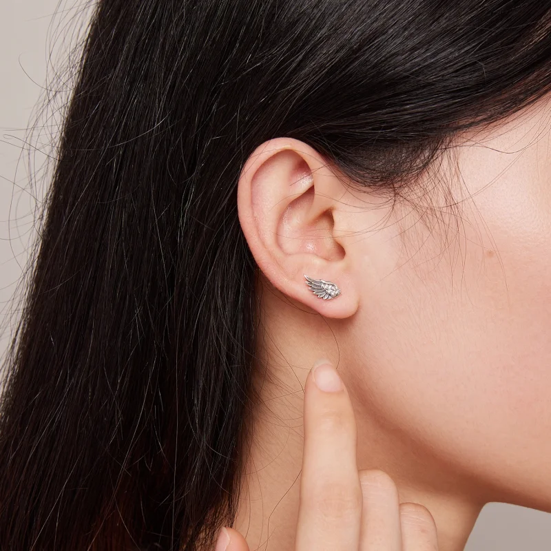 (imagem para) Brincos de Pressão com Asas de Anjo Estilo Pandora - SCE1579 - Visualizar 5