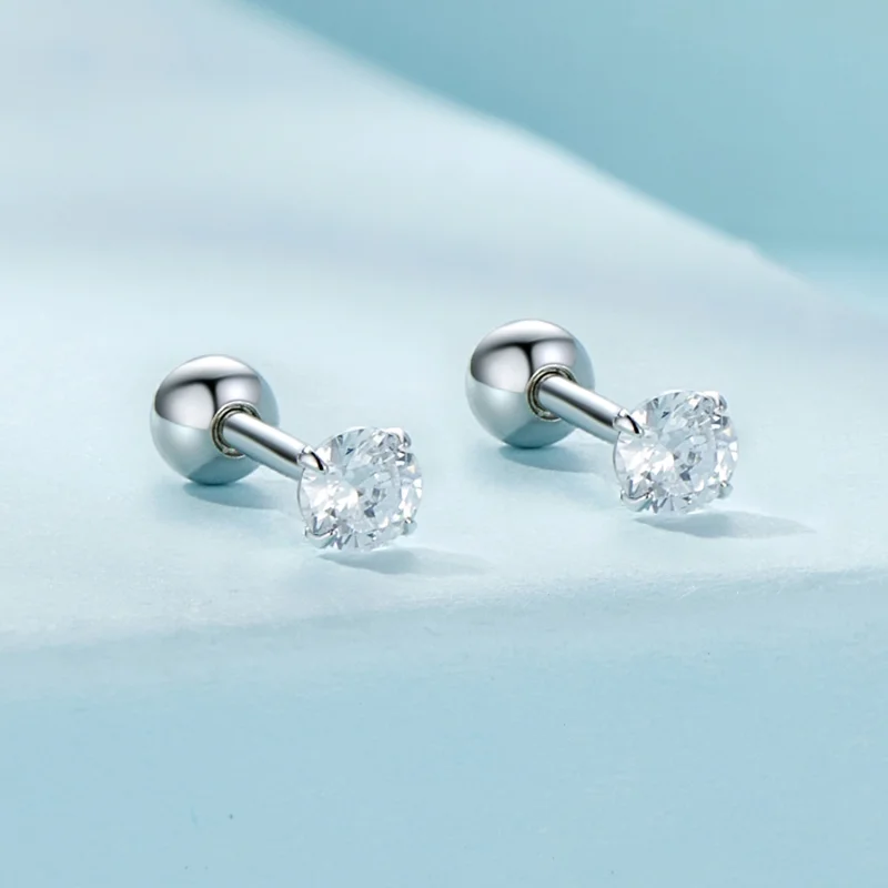(imagem para) Brincos de Prisioneira Estilo Pandora em Zircônia Branca - SCE1646-S - Visualizar 2