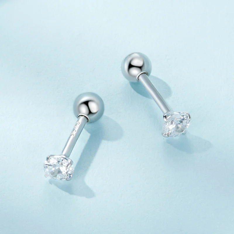 (imagem para) Brincos de Prisioneira Estilo Pandora em Zircônia Branca - SCE1646-S - Visualizar 3