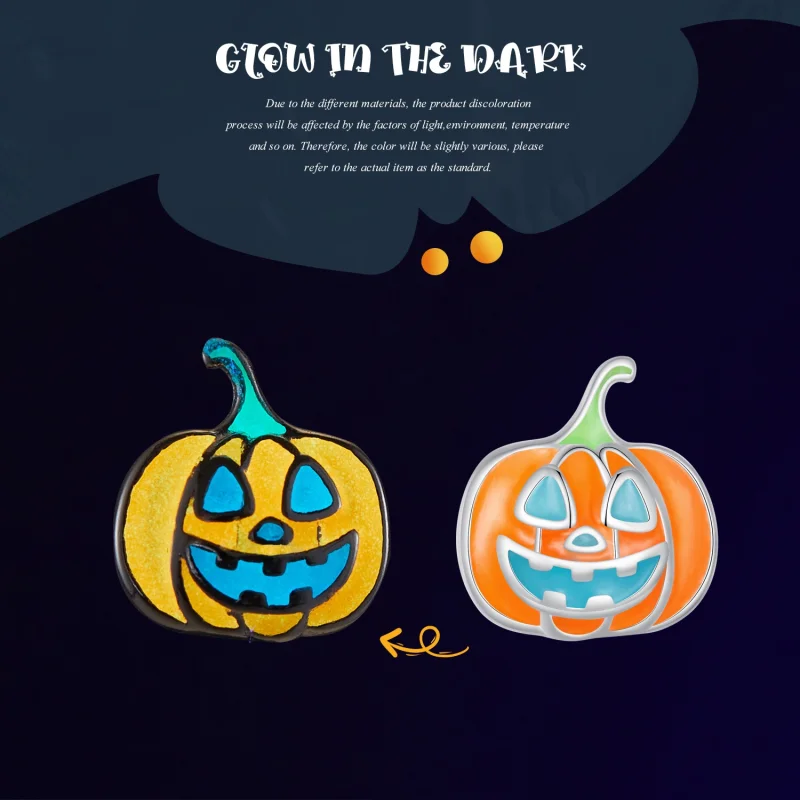 (imagem para) Brincos de Príncipe Personalizados de Abóbora Fosforescente Estilo Pandora - SCE - Visualizar 5