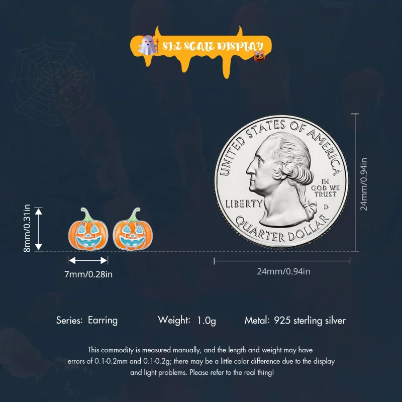 (imagem para) Brincos de Príncipe Personalizados de Abóbora Fosforescente Estilo Pandora - SCE - Visualizar 7