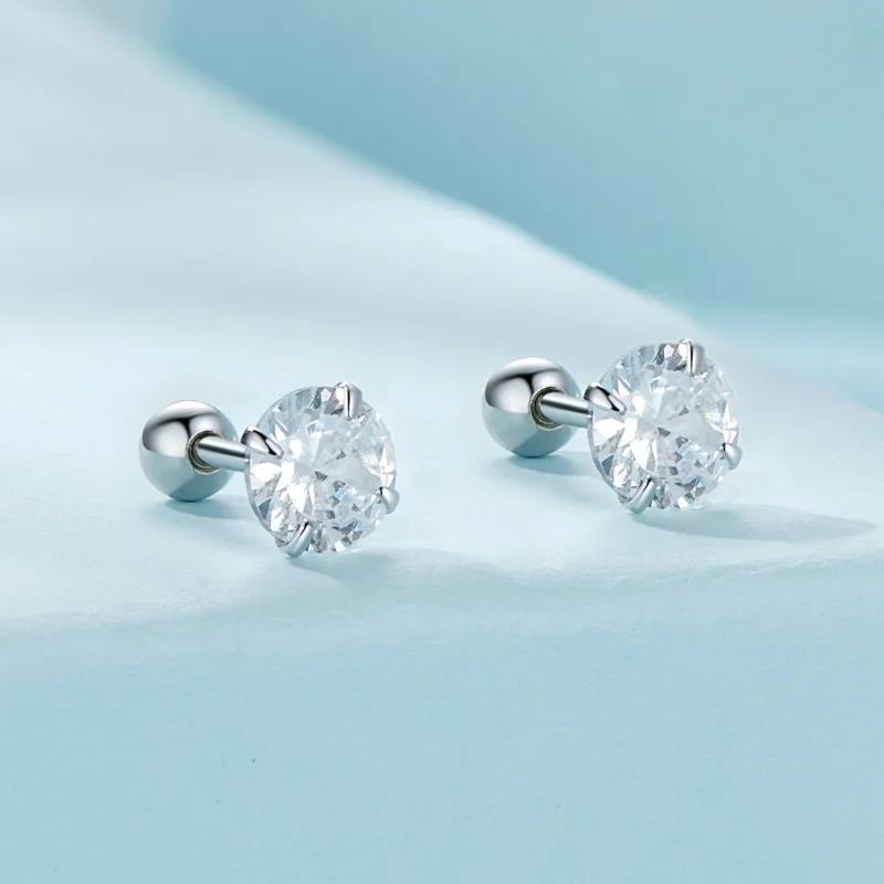 (imagem para) Brincos de Próximos em Zircônia Branca Estilo Pandora - SCE1646-M - Visualizar 2