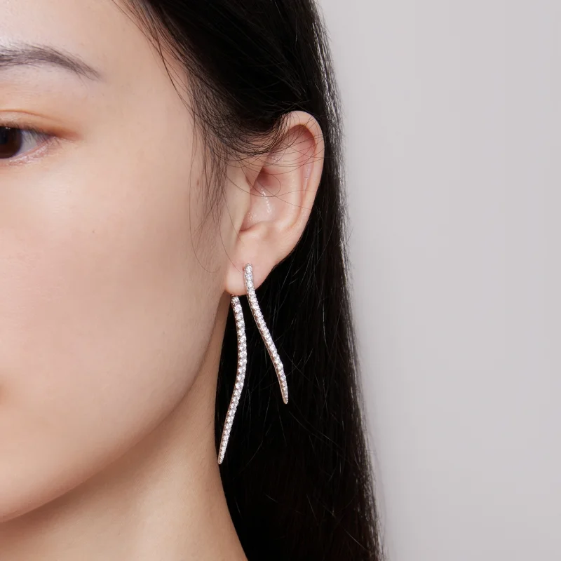 (imagem para) Brincos Longos de Pino com Franja Estilo Pandora - YIE227 - Visualizar 6