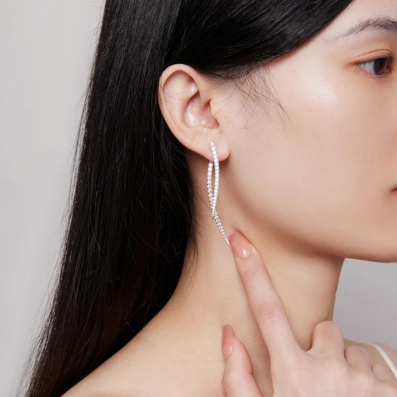 (imagem para) Brincos Longos de Pino com Franja Estilo Pandora - YIE227 - Visualizar 8