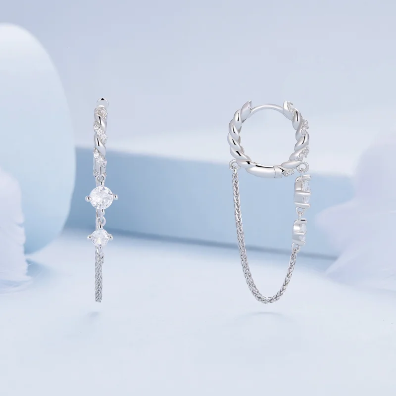 (imagem para) Brincos Pandora Style com Franja Exclusiva - BSE822 - Visualizar 2