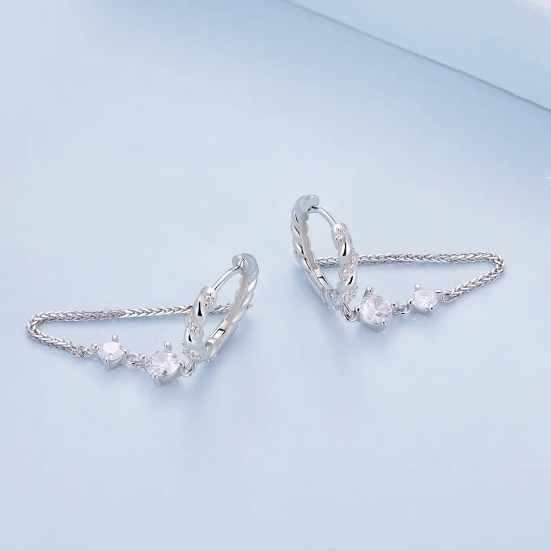 (imagem para) Brincos Pandora Style com Franja Exclusiva - BSE822 - Visualizar 4