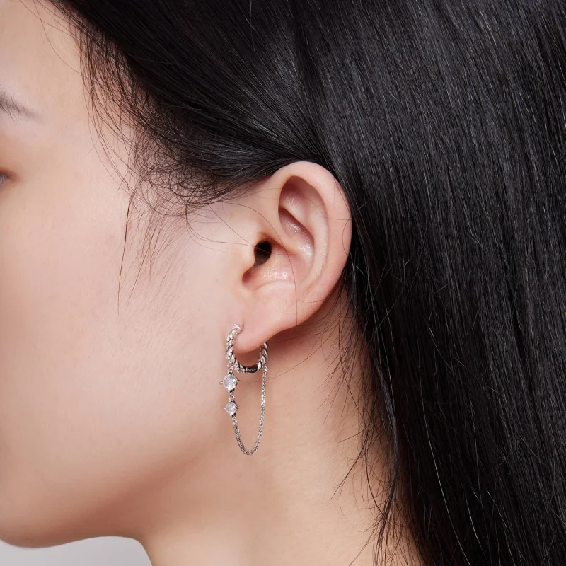 (imagem para) Brincos Pandora Style com Franja Exclusiva - BSE822 - Visualizar 5